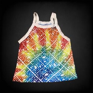 Panic! At The Disco Rainbow Tie Dye Cropped Halter Top
